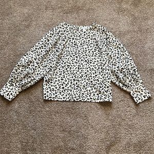 Nine West Leopard Puff Sleeve Blouse